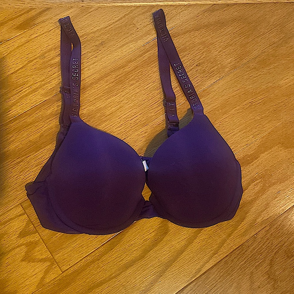 Victoria's Secret Push up Soft Deep Purple Sexy Bra with glitter straps